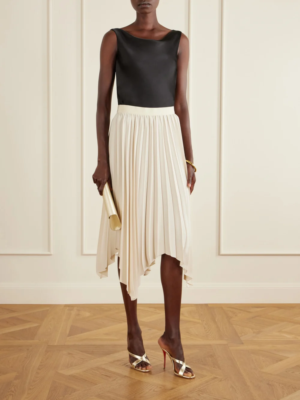 Christian Louboutin Mulazee Cross 100 Metallic Leather Mules, styled view