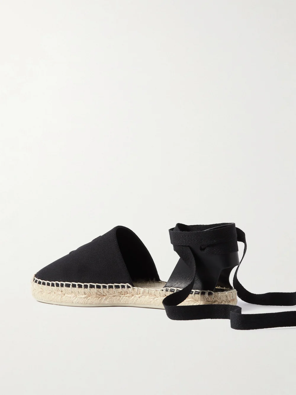 Back view of the Christian Louboutin Nanou Lace Leather-trimmed Canvas Espadrilles