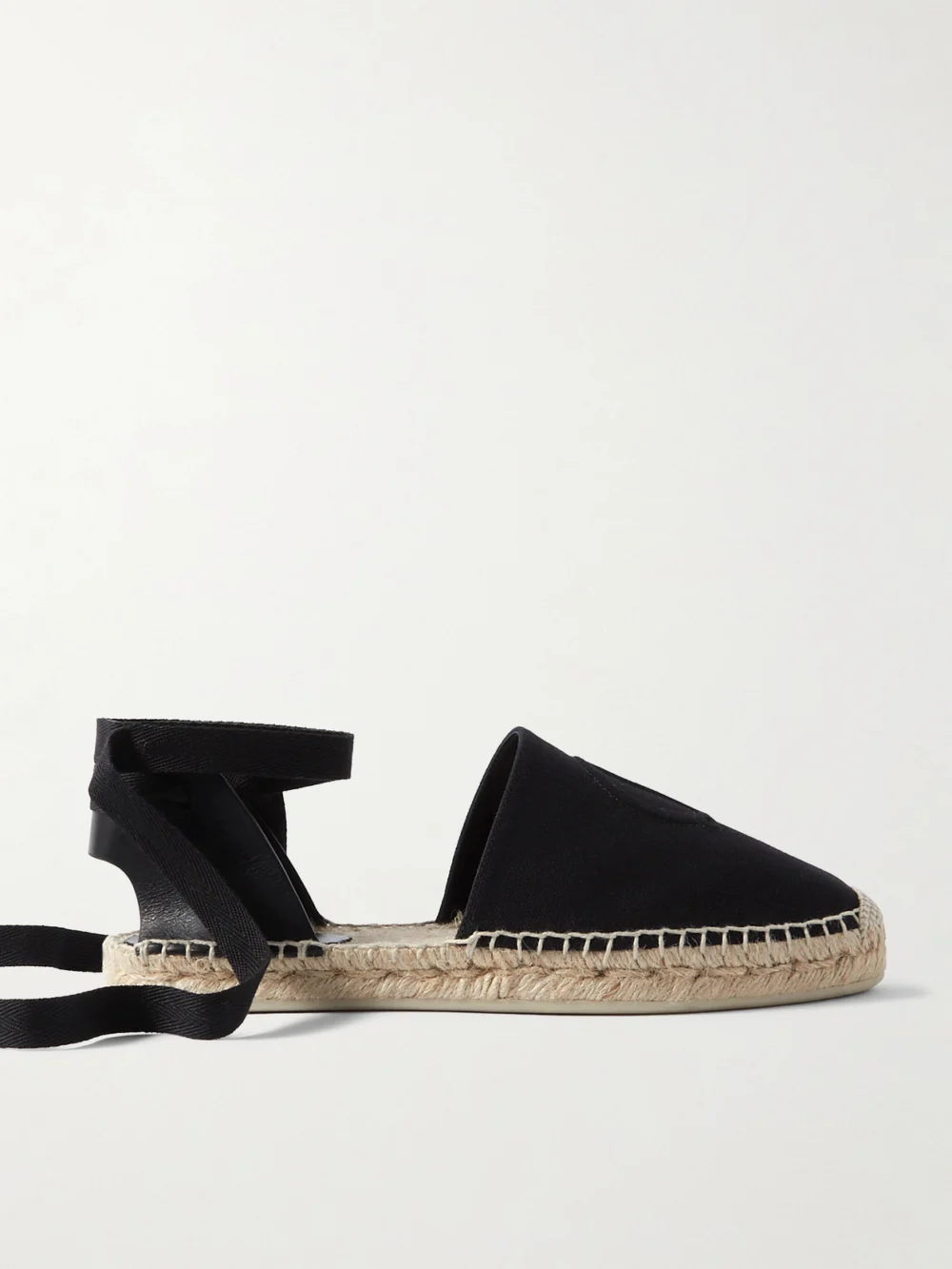 Christian Louboutin Nanou Lace Leather-trimmed Canvas Espadrilles in black