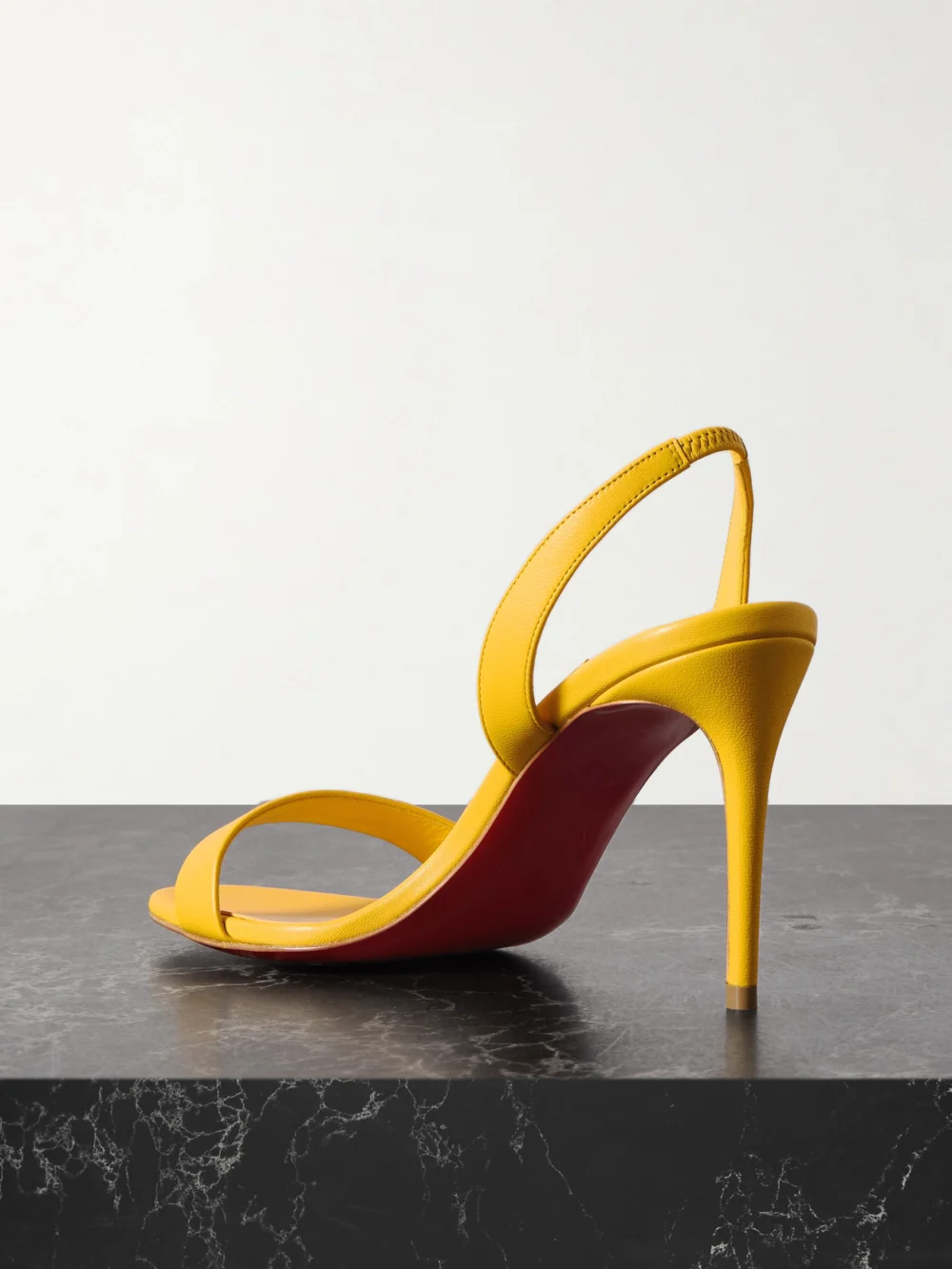 Back view of the Christian Louboutin O Marylin 85 Leather Slingback Sandals