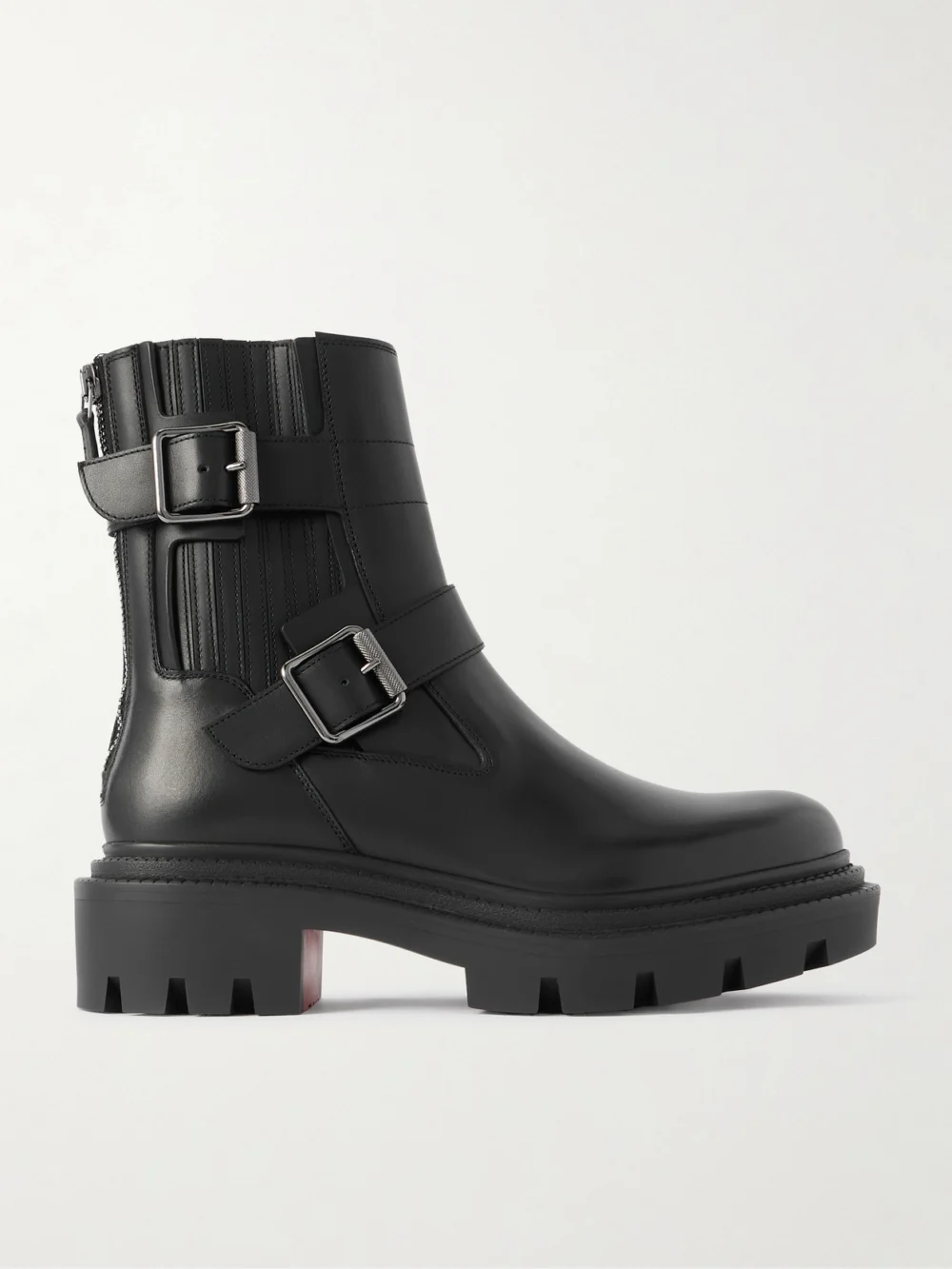 Christian Louboutin Oxybootie Buckled Leather Ankle Boots in black