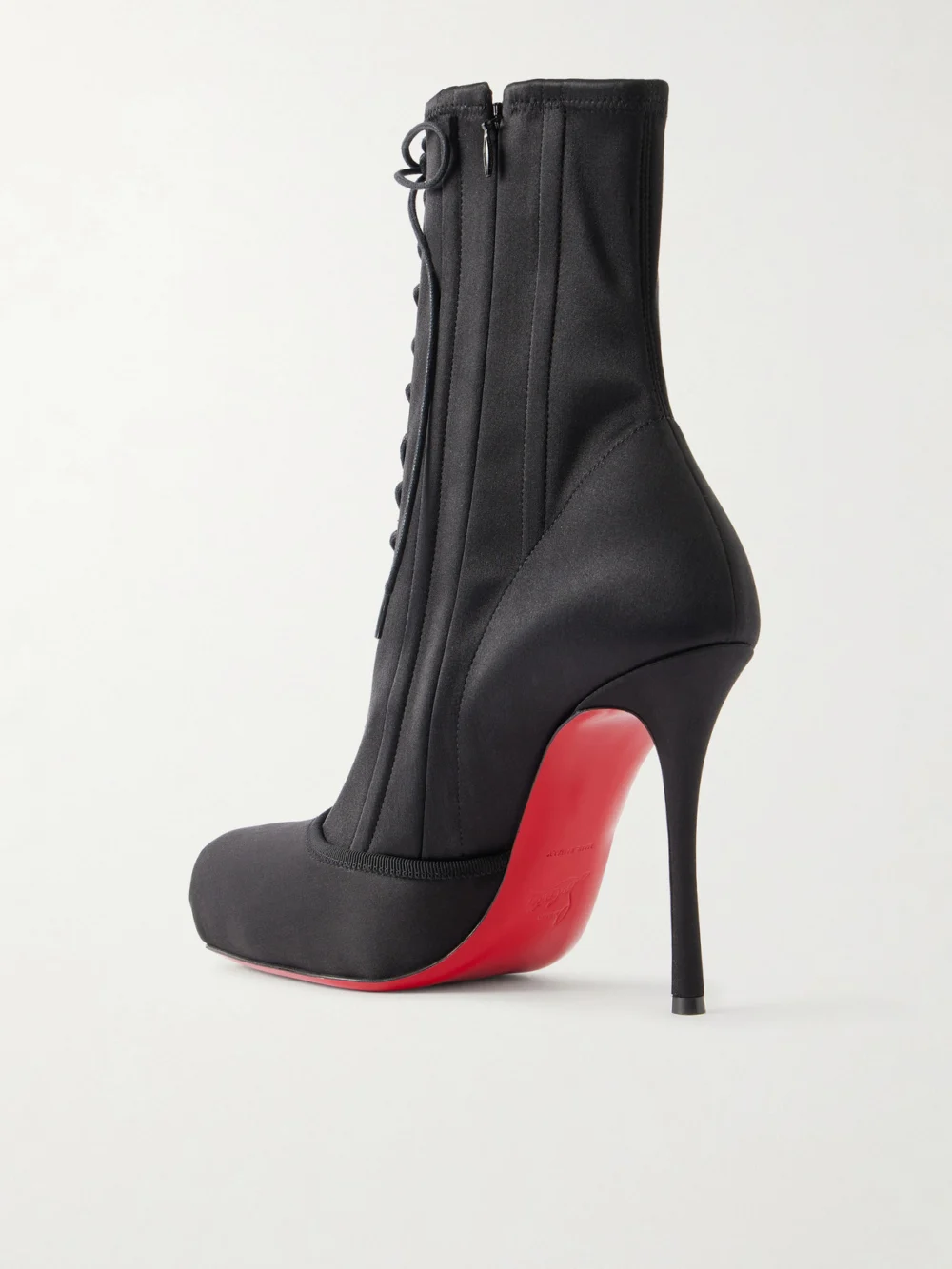 Back view of the Christian Louboutin Pavlova 100 Lace-up Satin Ankle Boots