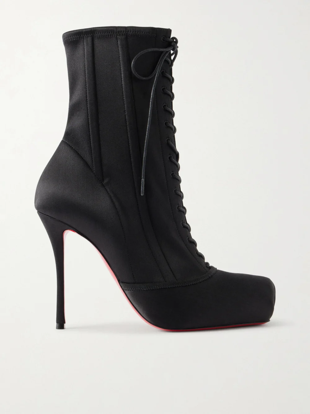 Christian Louboutin Pavlova 100 Lace-up Satin Ankle Boots in black