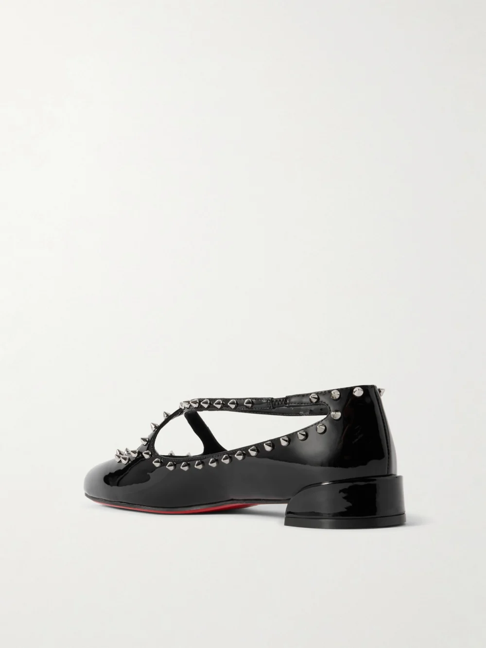Back view of the Christian Louboutin Pilouta Jane Spike Studded Patent-leather Ballet Flats