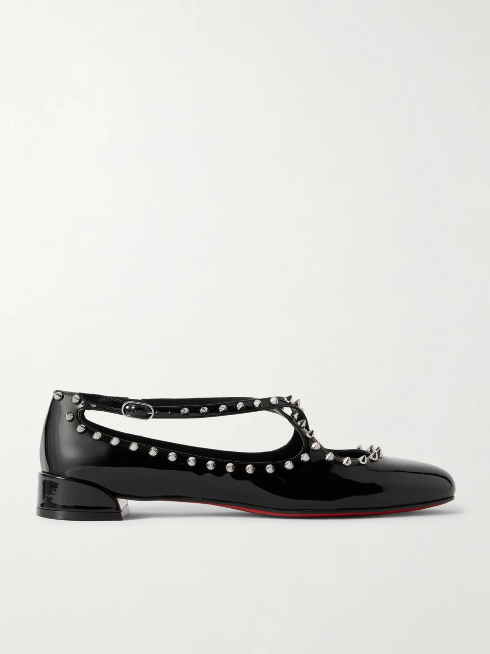 Christian Louboutin Pilouta Jane Spike Studded Patent-leather Ballet Flats in black