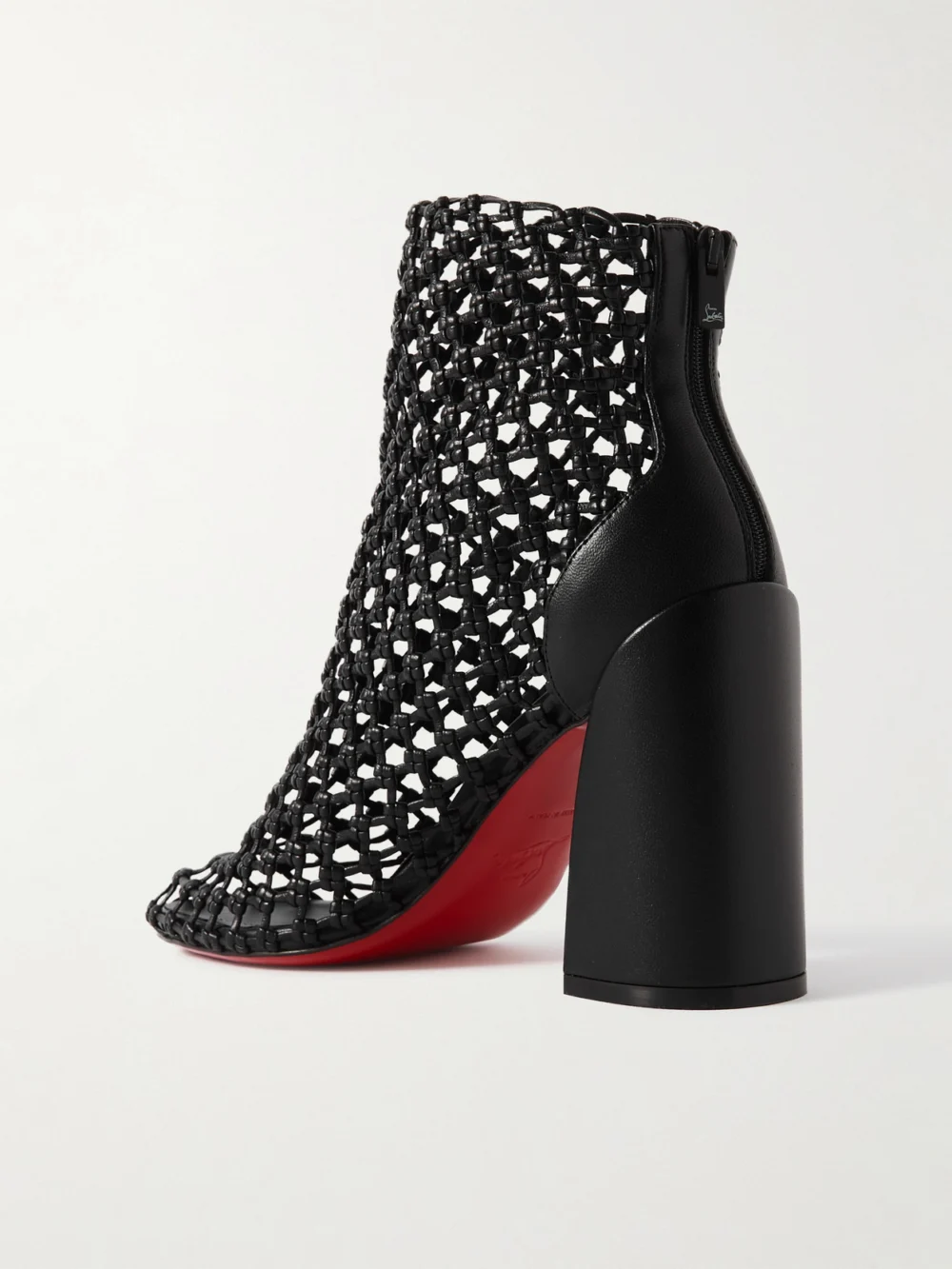 Back view of the Christian Louboutin Porlibooty Woven Leather Boots
