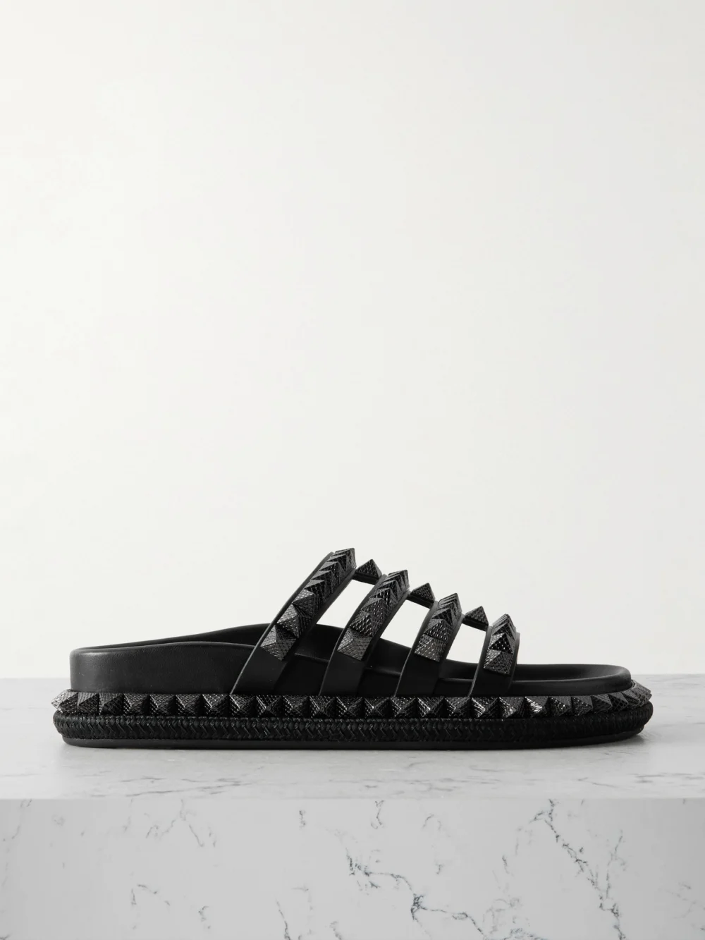 Christian Louboutin Pyra Hallulila Studded Leather Sandals in black