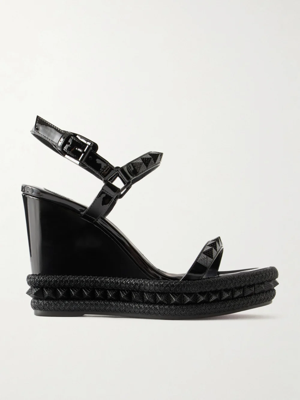 Christian Louboutin Pyraclou 110 Studded Leather Wedge Sandals in black