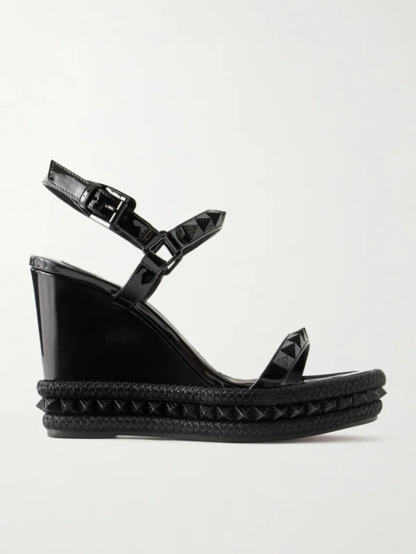 Christian Louboutin Pyraclou 110 Studded Leather Wedge Sandals