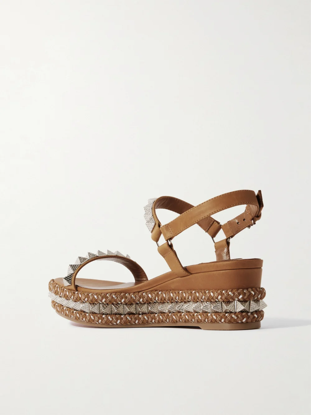 Back view of the Christian Louboutin Pyraclou 60 Studded Leather Platform Sandals