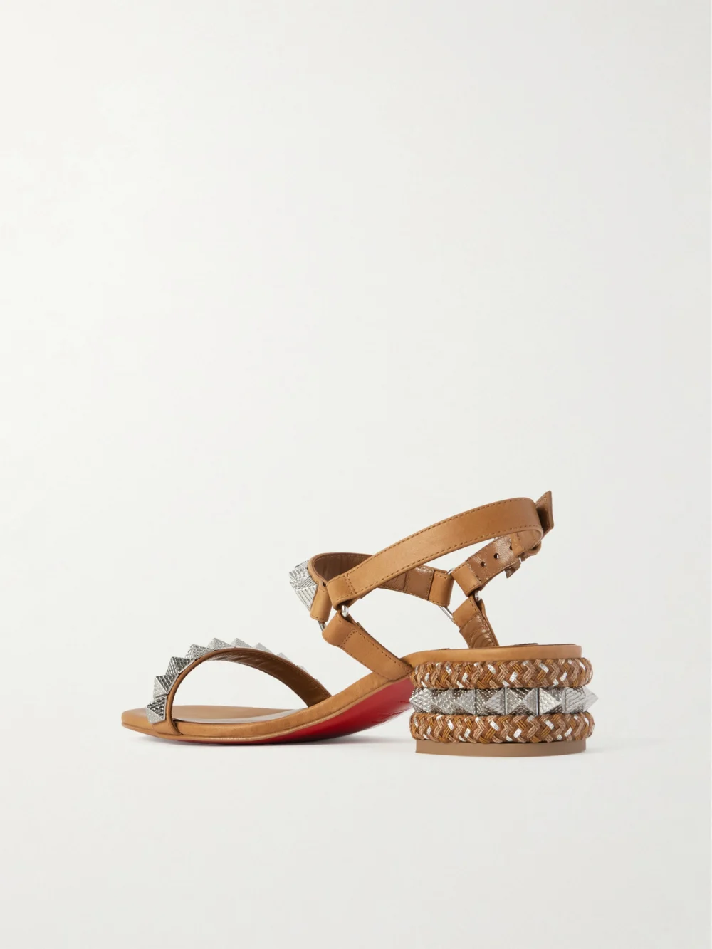 Back view of the Christian Louboutin Pyrasand 30 Studded Leather Sandals