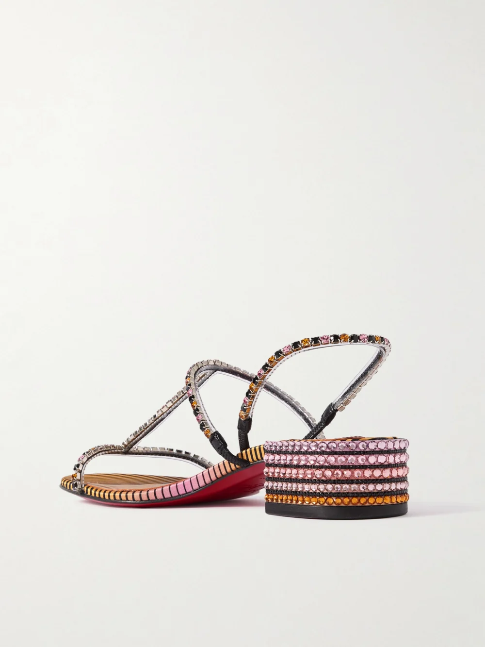 Back view of the Christian Louboutin Queenie Crystal-embellished Pvc and Leather Sandals
