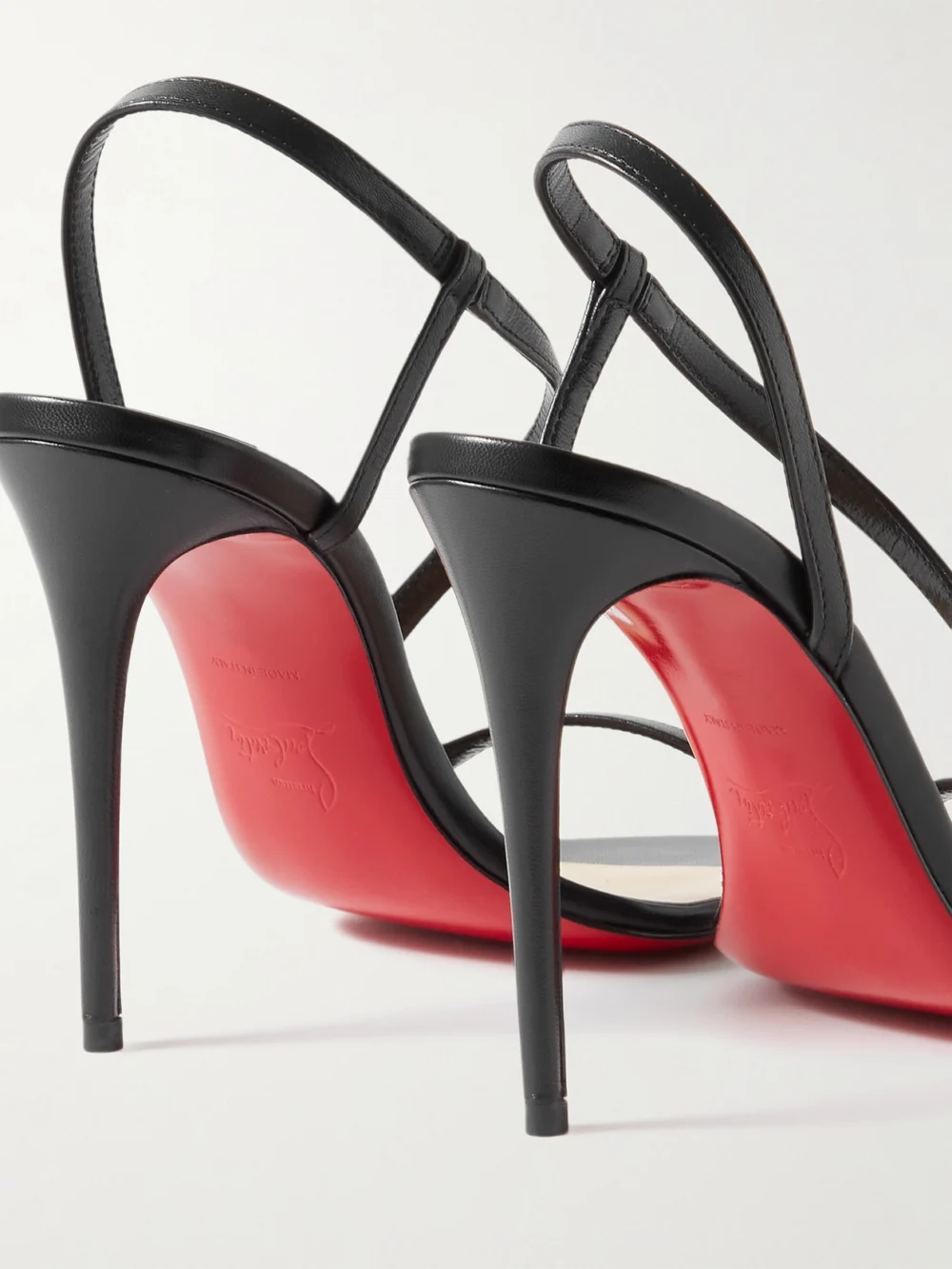 Close-up detail of the Christian Louboutin Rosalie 100 Leather Sandals