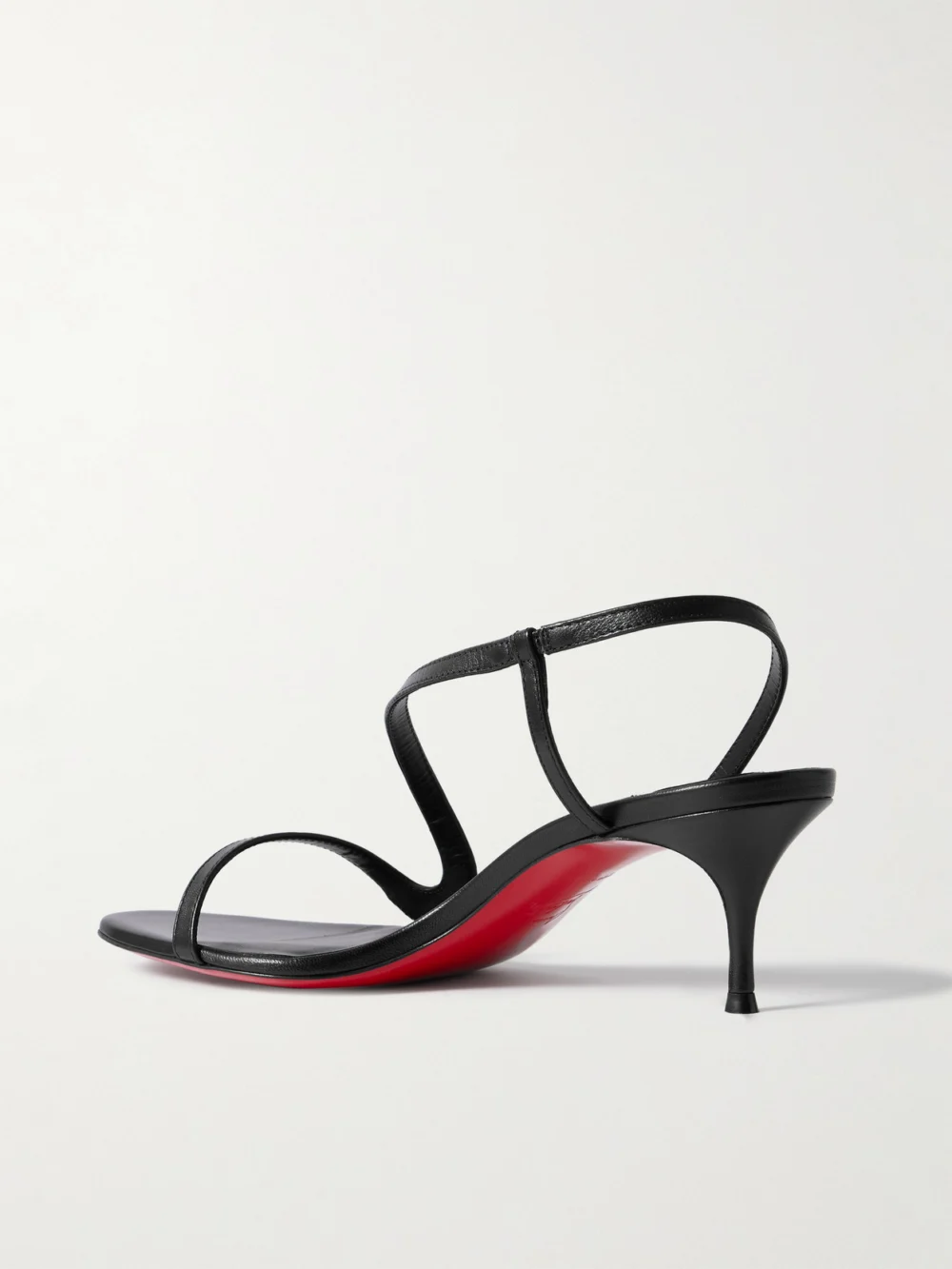 Back view of the Christian Louboutin Rosalie 55 Leather and Pvc Slingback Sandals