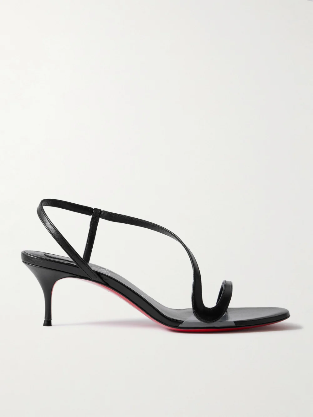 Christian Louboutin Rosalie 55 Leather and Pvc Slingback Sandals in black