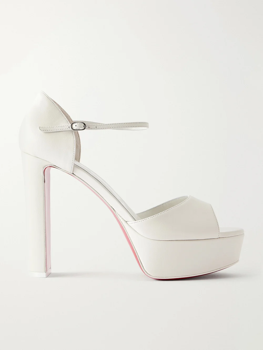 Christian Louboutin Sandaloo 130 Leather Platform Sandals in white
