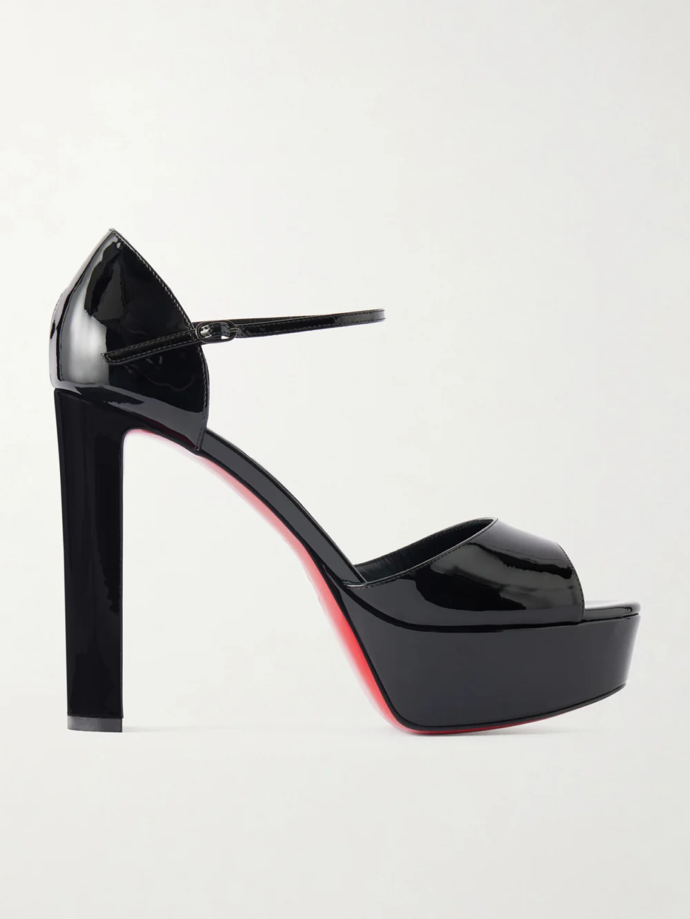 Christian Louboutin Sandaloo 130 Mirrored-leather Platform Sandals in black