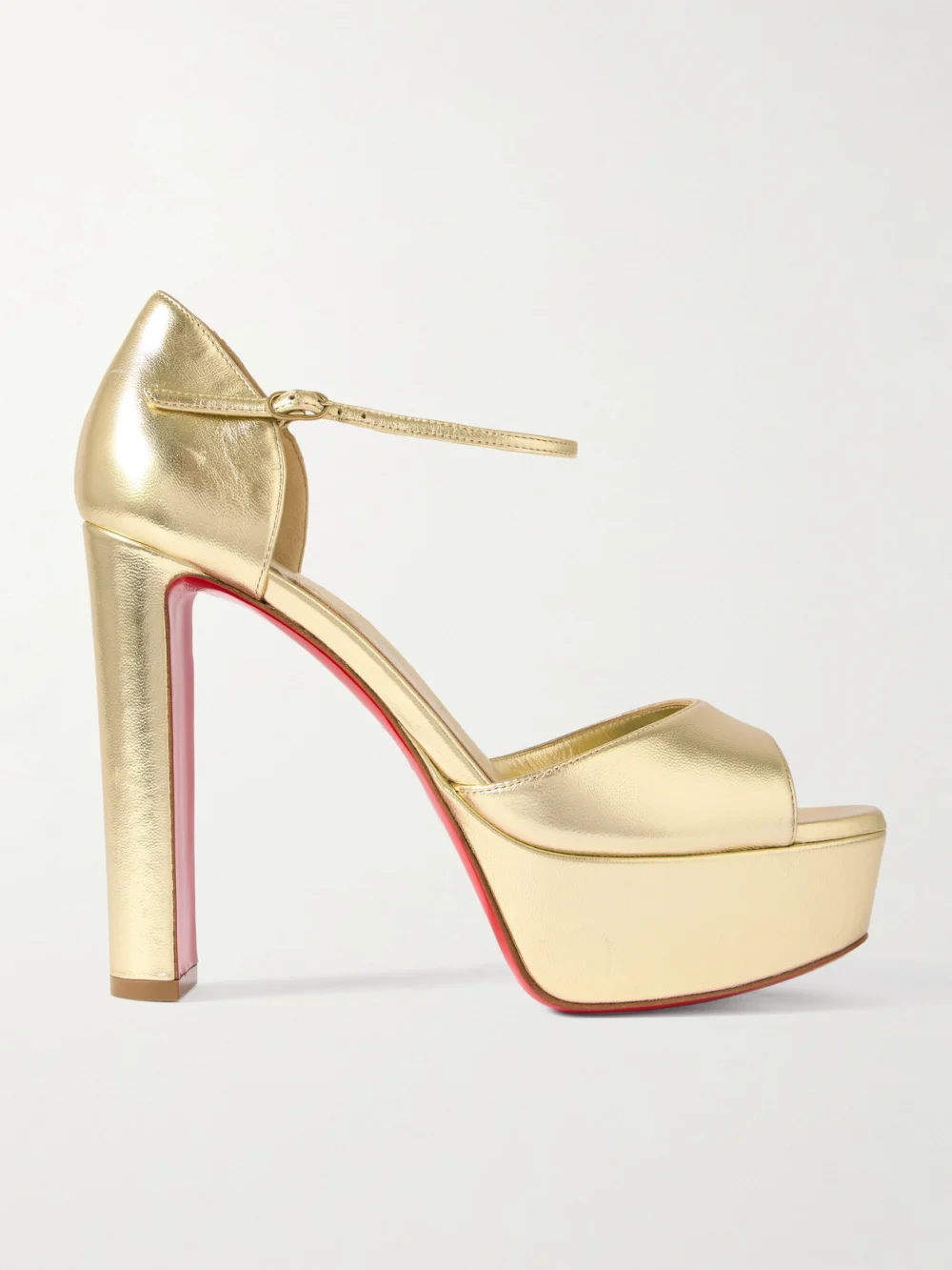Christian Louboutin Sandaloo 130 Mirrored-leather Platform Sandals in gold