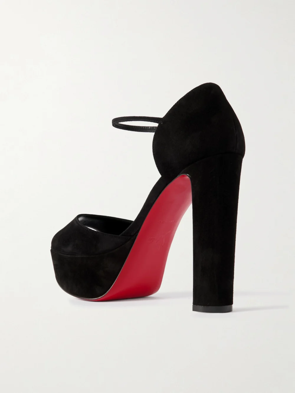 Back view of the Christian Louboutin Sandaloo Suede Sandals
