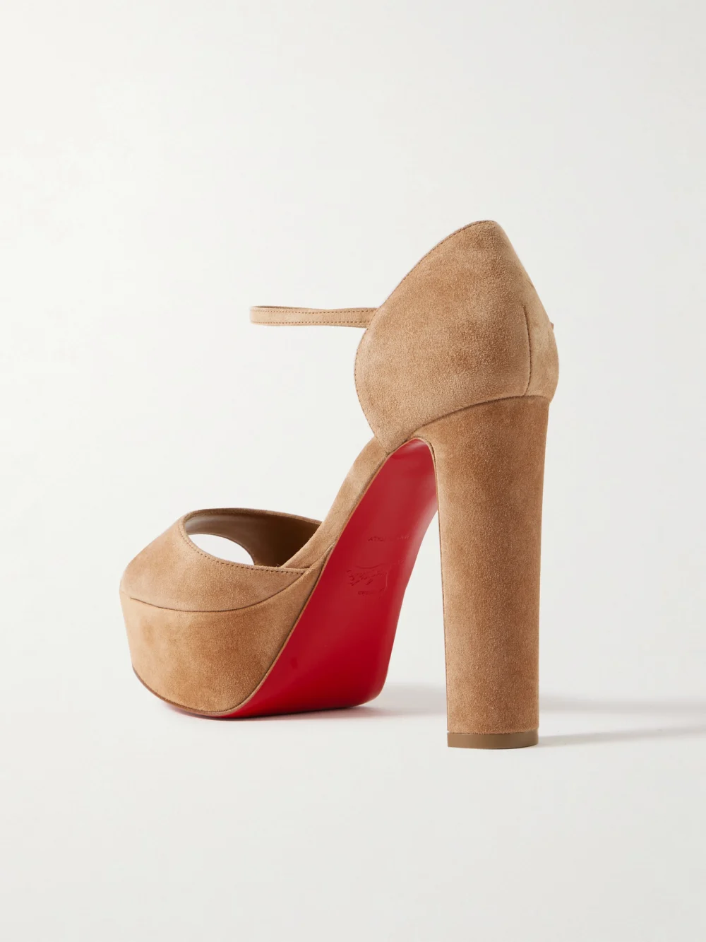 Back view of the Christian Louboutin Sandaloo Suede Sandals