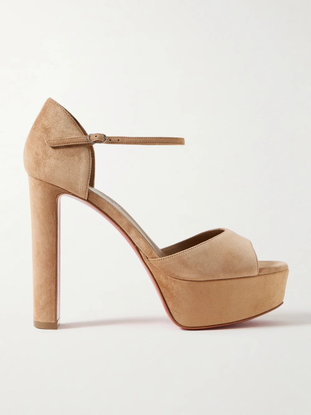 Christian Louboutin Sandaloo Suede Sandals in tan