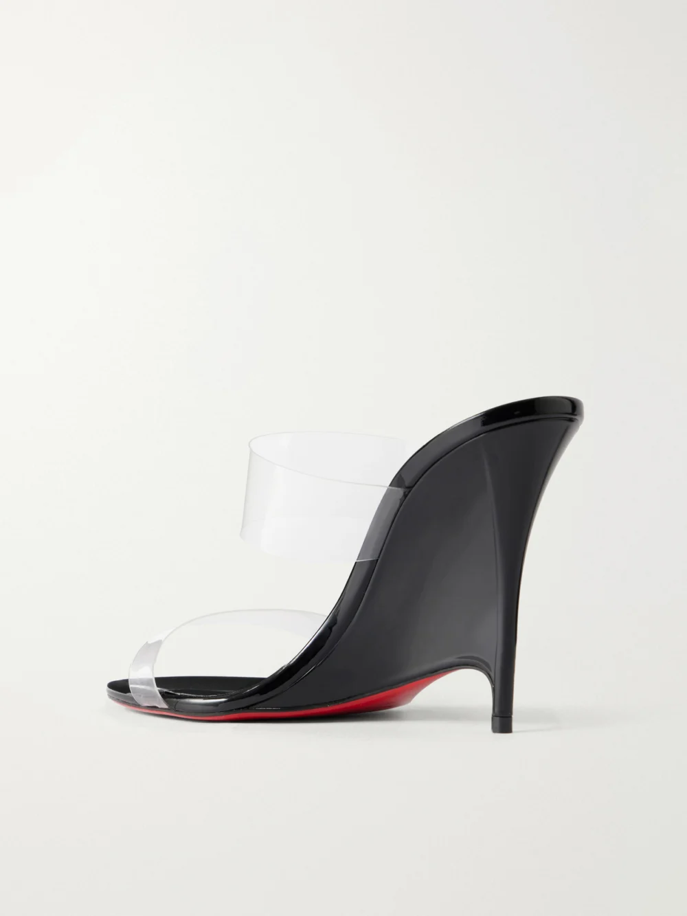 Back view of the Christian Louboutin Solo Zee 100 Tpu Wedge Sandals