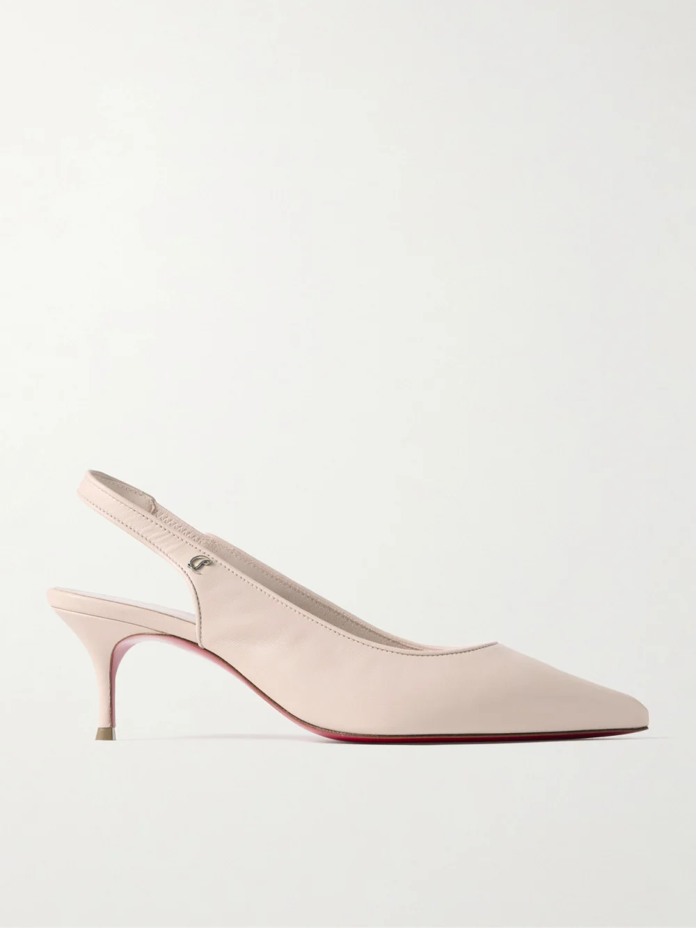 Christian Louboutin Sporty Kate 45 Leather Slingback Pumps in cream