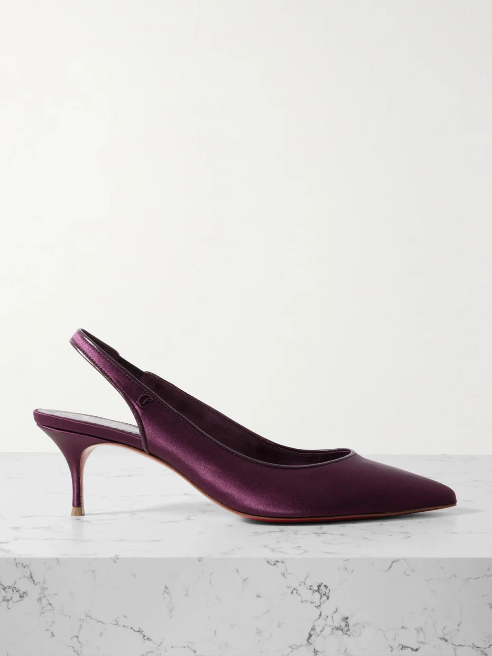 Christian Louboutin Sporty Kate 55 Satin-crepe Slingback Pumps in dark purple