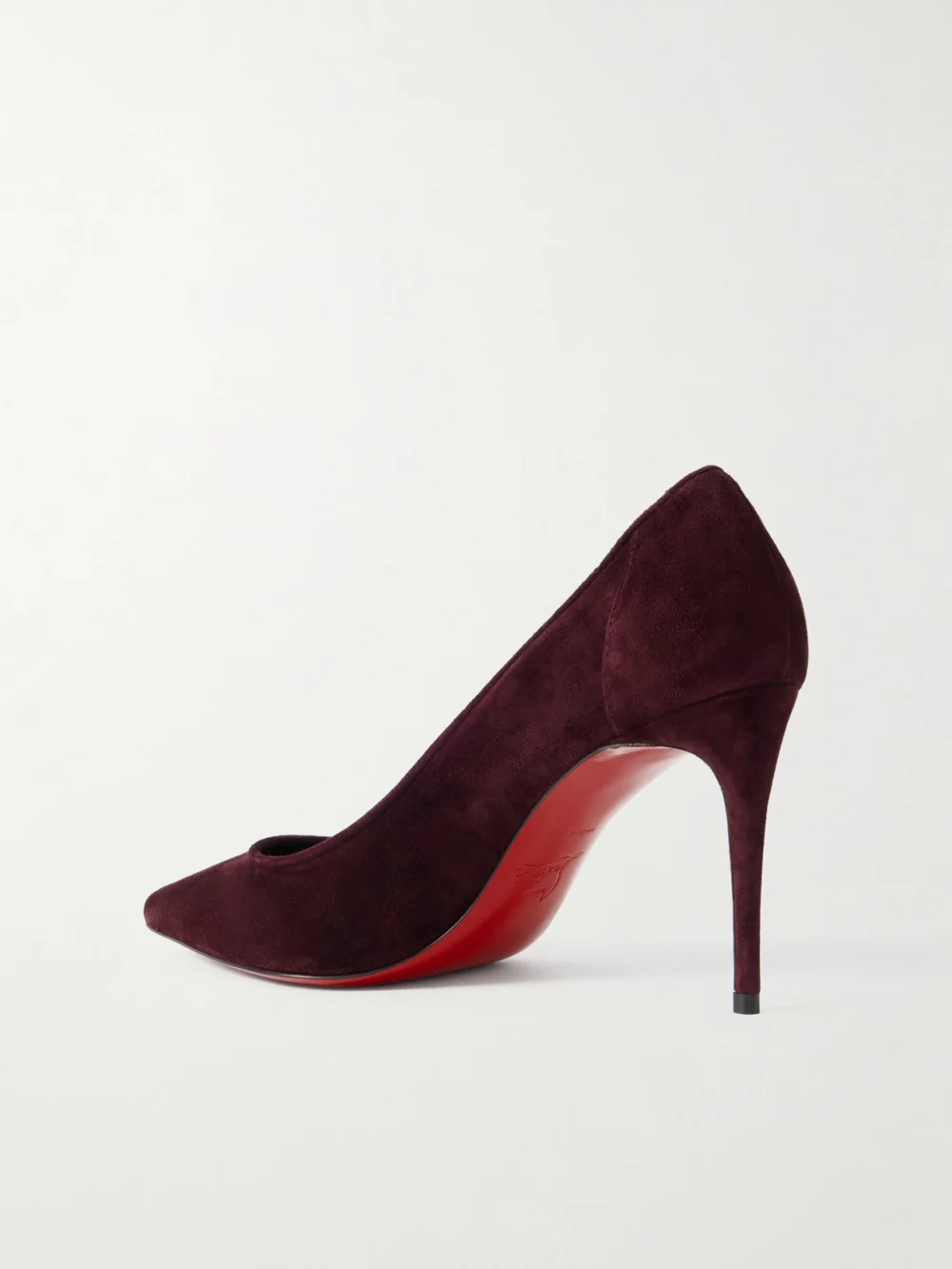 Back view of the Christian Louboutin Sporty Kate 85 Suede Pumps