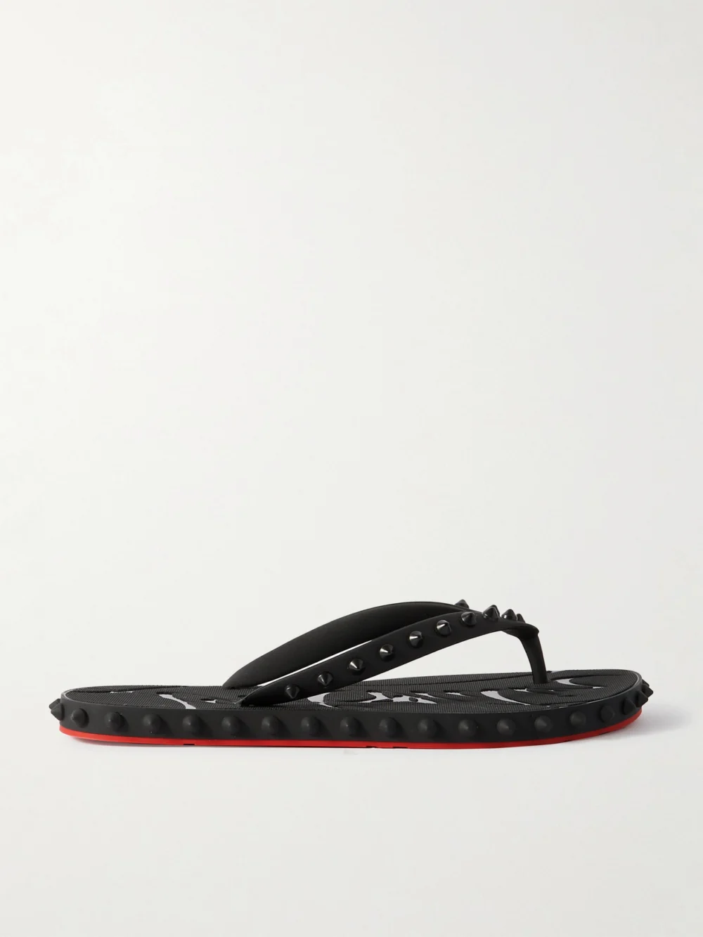 Christian Louboutin Super Loubi Studded Rubber Flip Flops in black