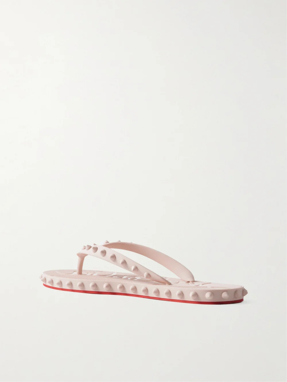 Back view of the Christian Louboutin Super Loubi Studded Rubber Flip Flops