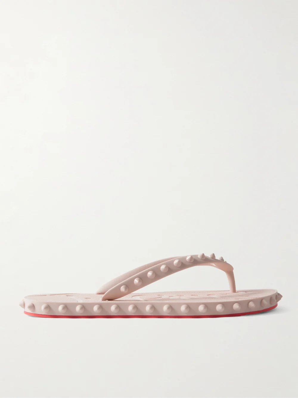 Christian Louboutin Super Loubi Studded Rubber Flip Flops in neutral