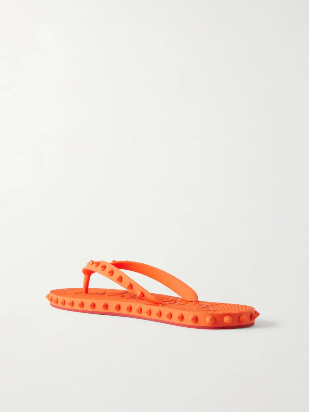 Back view of the Christian Louboutin Super Loubi Studded Rubber Flip Flops