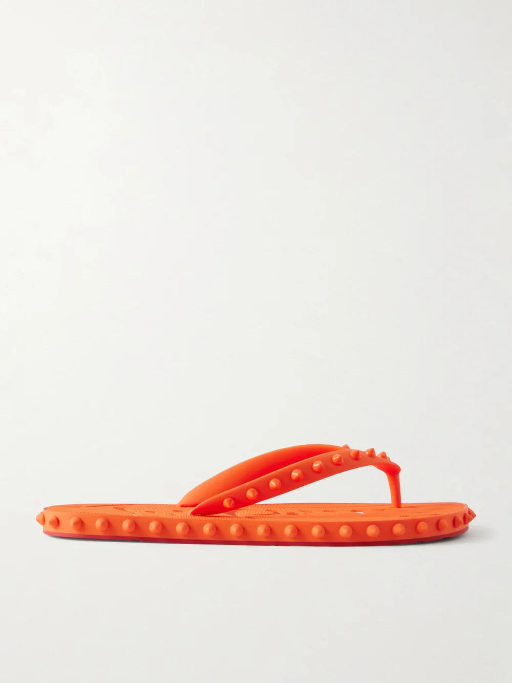 Christian Louboutin Super Loubi Studded Rubber Flip Flops in orange