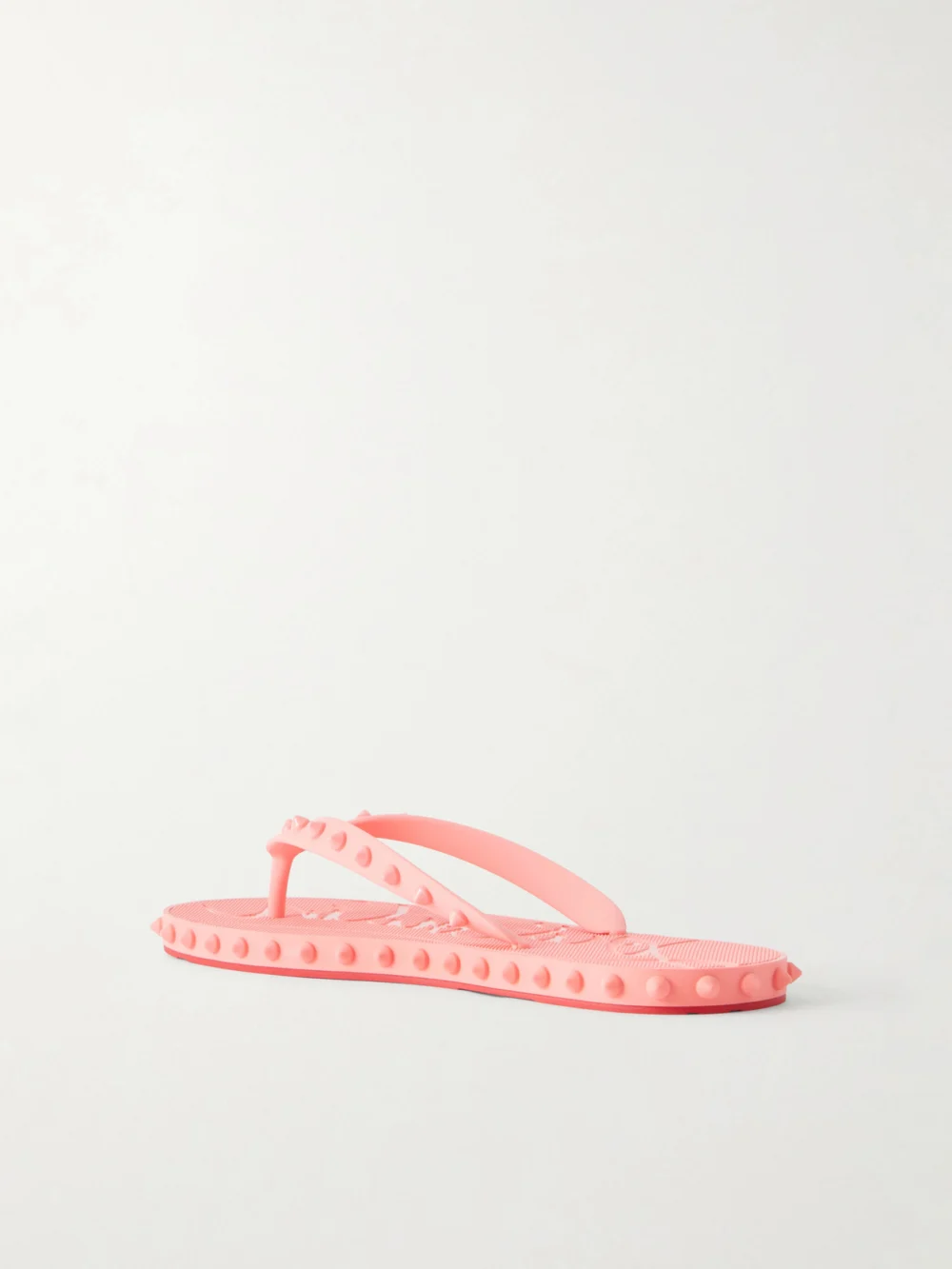 Back view of the Christian Louboutin Super Loubi Studded Rubber Flip Flops