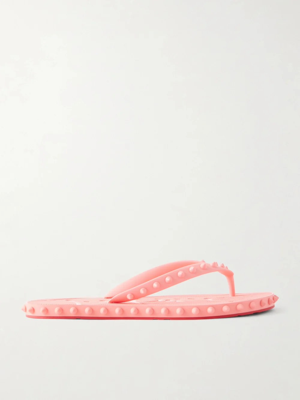 Christian Louboutin Super Loubi Studded Rubber Flip Flops in pink