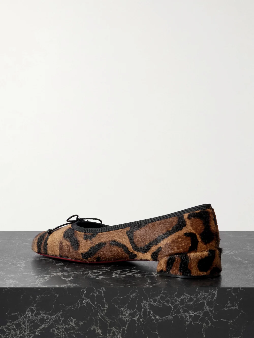 Back view of the Christian Louboutin Sweetie Jane Leopard-print Calf Hair Ballet Flats