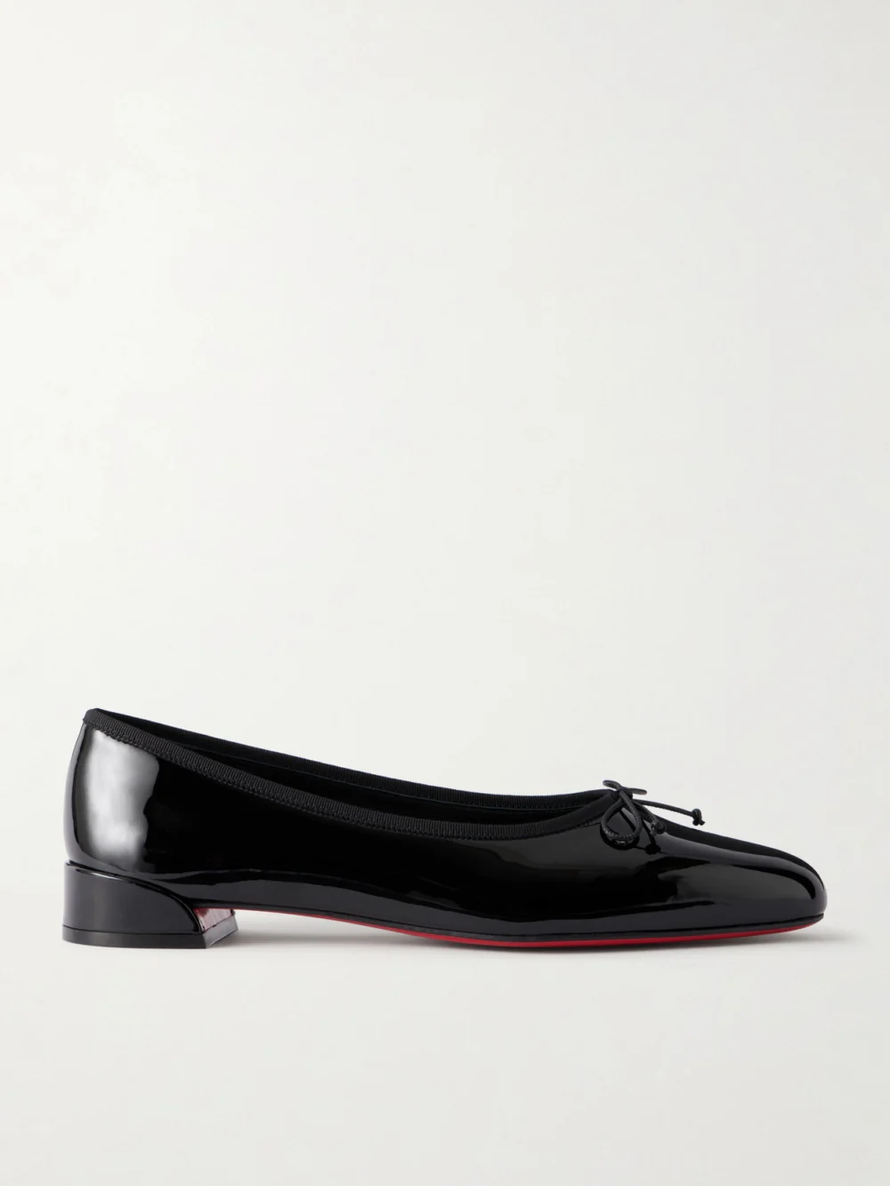 Christian Louboutin Sweetie Jane Ribbon-detailed Patent-leather Ballet Flats in black