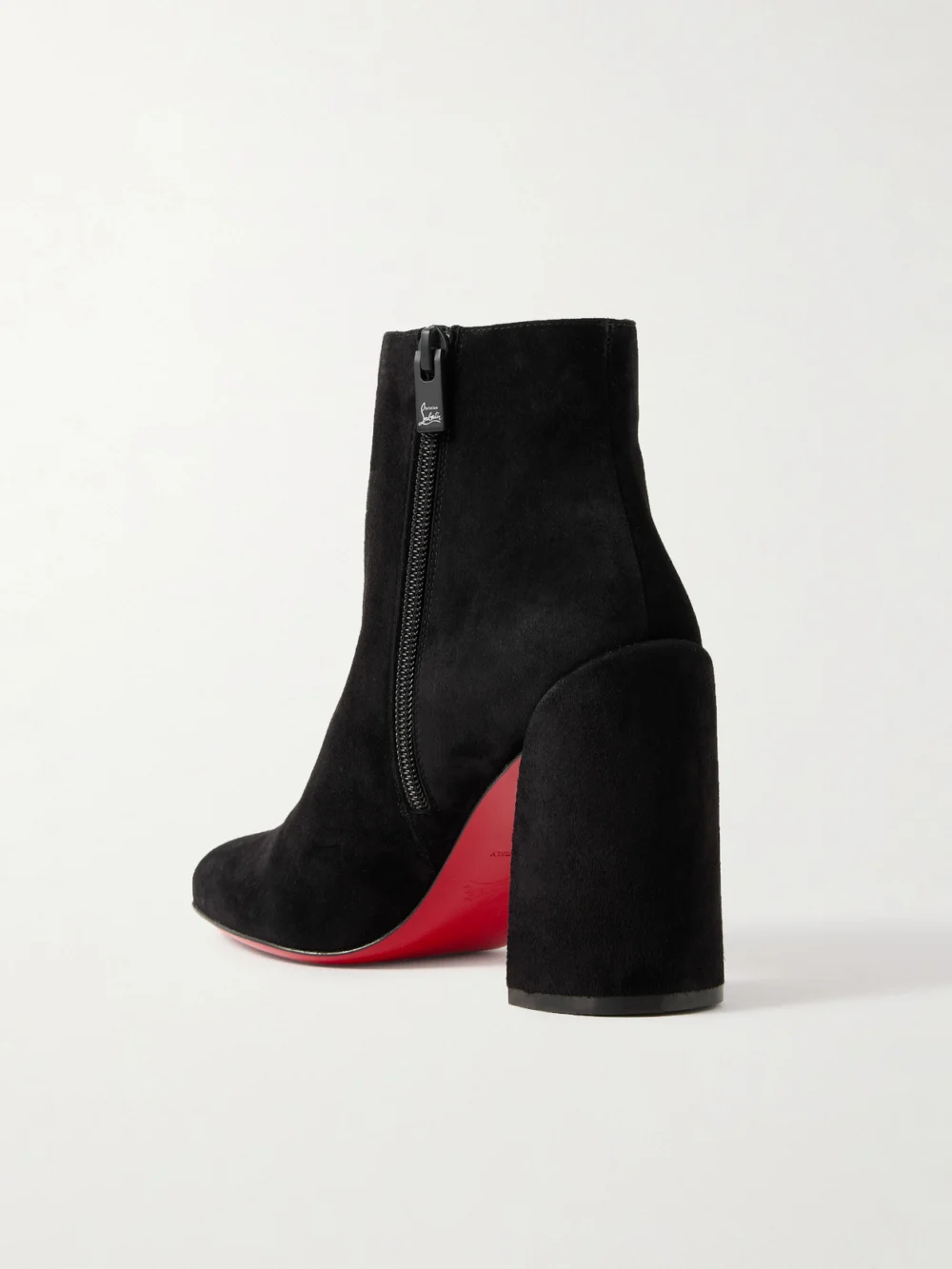 Back view of the Christian Louboutin Turela 85 Suede Ankle Boots