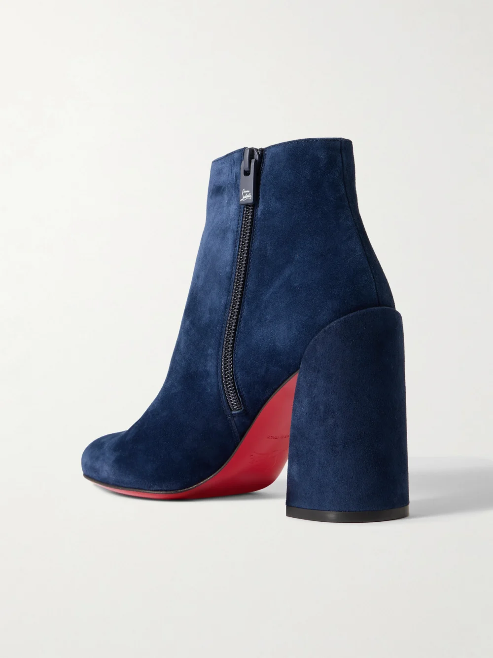 Back view of the Christian Louboutin Turela 85 Suede Ankle Boots