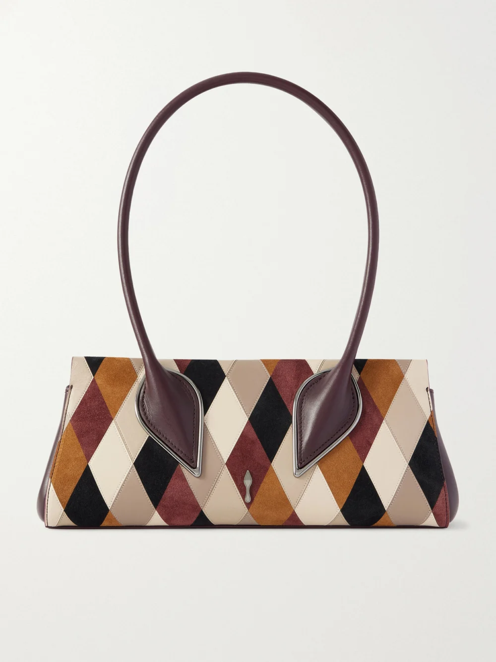 Christian Louboutin Venus Baguette Patchwork Leather and Suede Shoulder Bag in brown