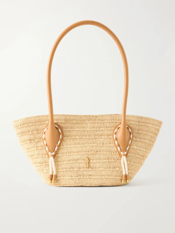 Christian Louboutin Venus Embellished Leather-trimmed Raffia Tote
