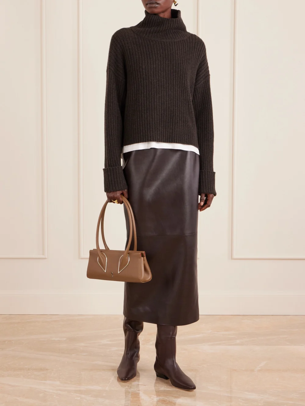 Christian Louboutin Venus Leather Shoulder Bag, styled view