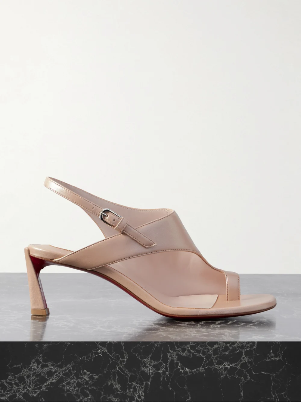 Christian Louboutin Viva Condora 55 Leather Slingback Sandals in beige