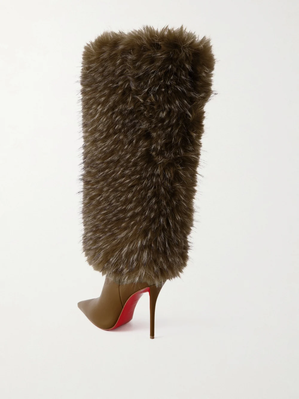 Back view of the Christian Louboutin Yangzee 100 Plush and Leather Knee Boots