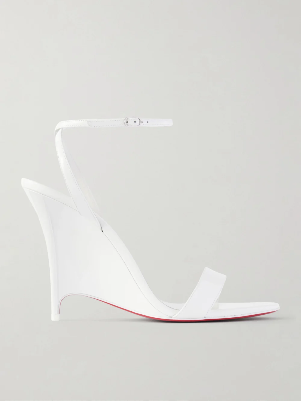 Christian Louboutin Zeezeenella 110 Patent-leather Wedge Sandals in white