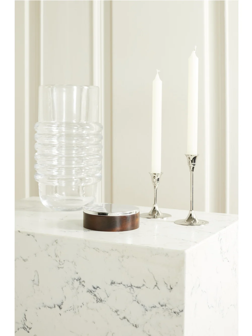 Christofle Uni Large Wood and Silver-plated Box, styled view