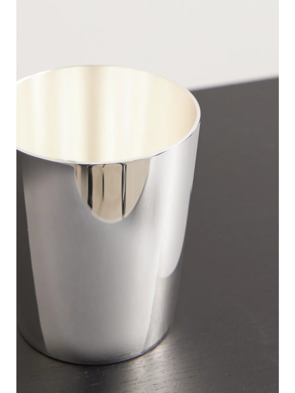 Close-up detail of the Christofle Uni Silver-plated Pencil Pot
