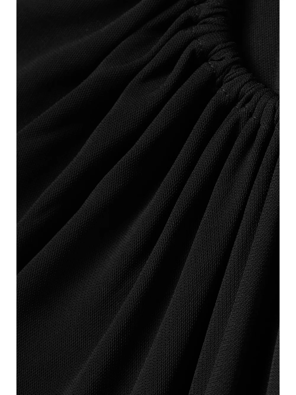 Close-up detail of the Christopher Esber Arced Palm Strapless Gathered Jersey Maxi Dress
