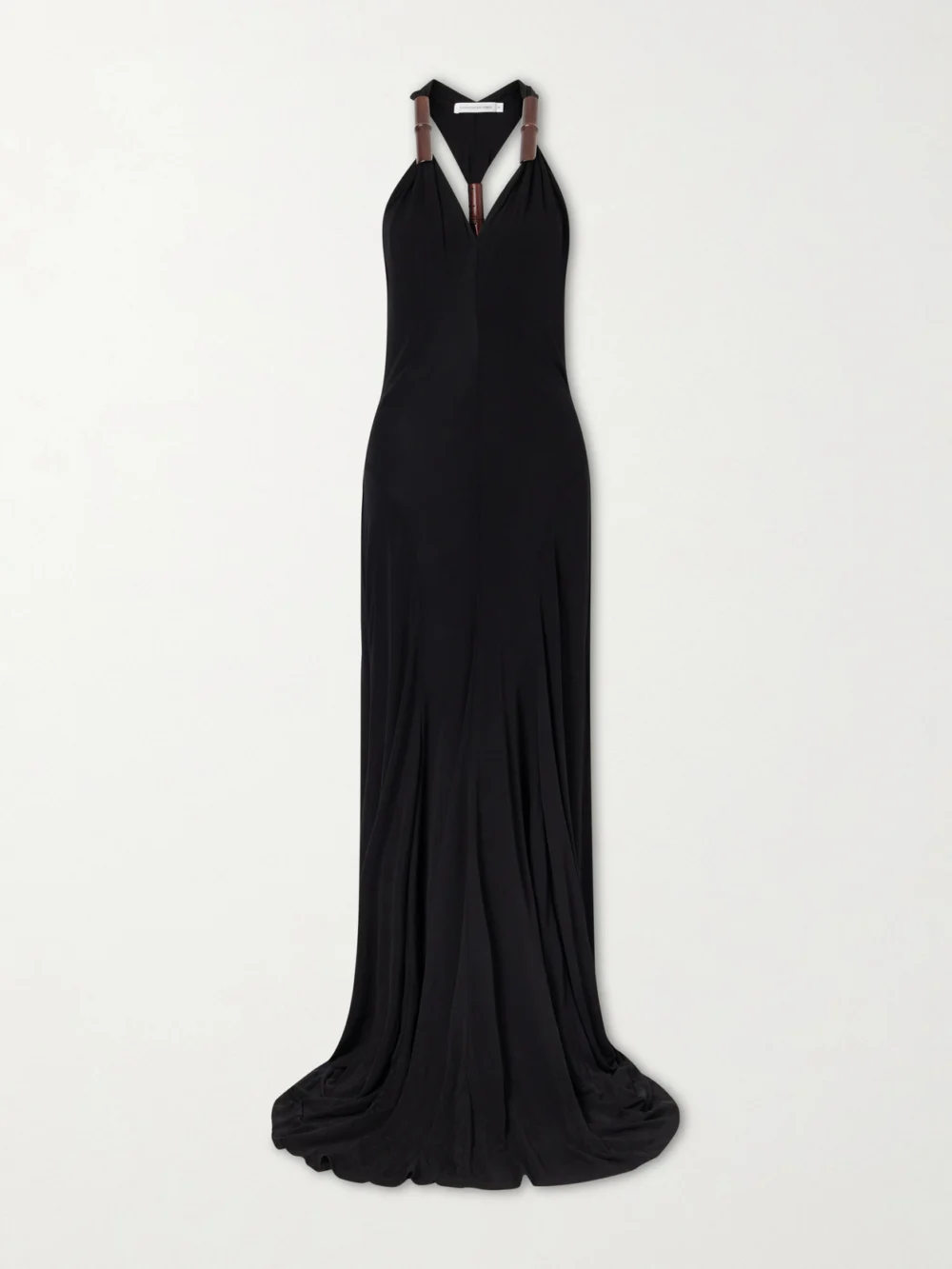 Christopher Esber Chime Wood-embellished Jersey Maxi Dress in black